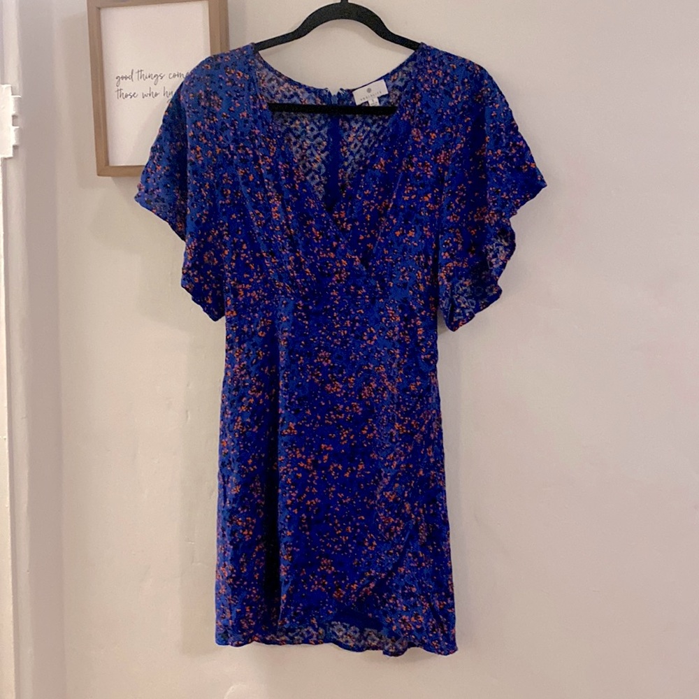 Socialite mini royal blue v-neck dress